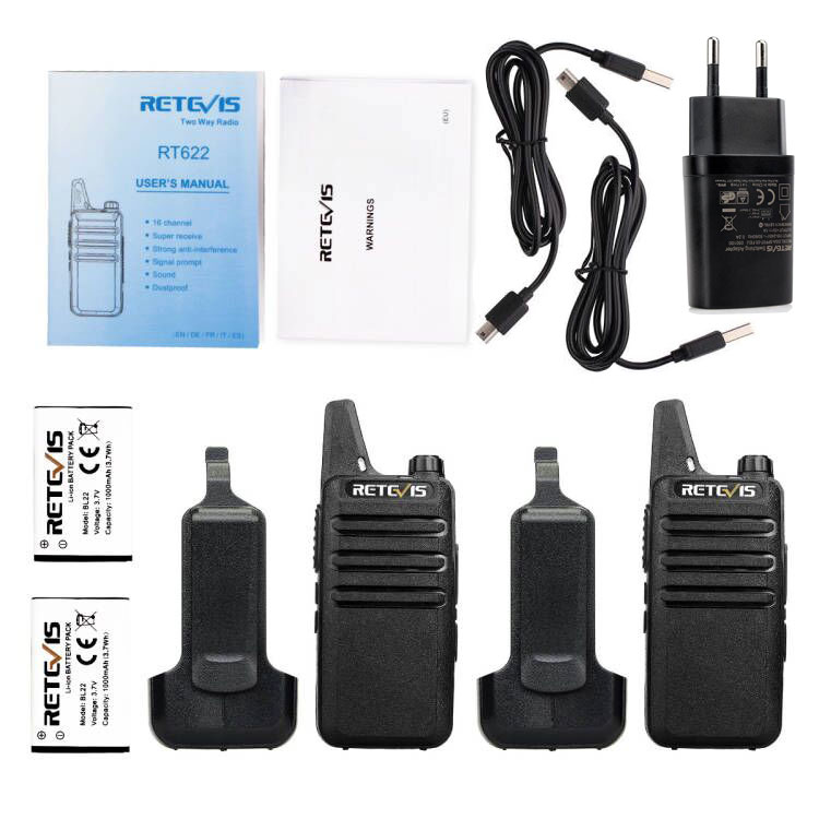 Lot de 2 talkies-walkies PMR446 super portables Retevis RT622