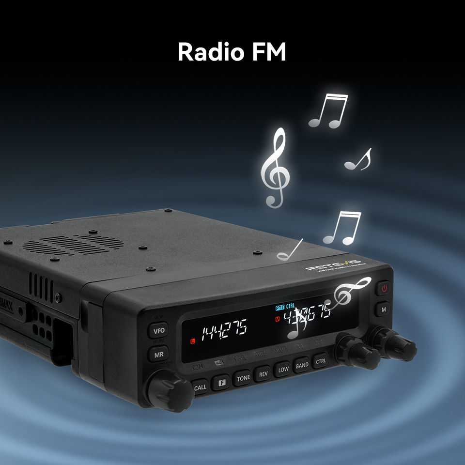 Retevis MA1 HAM Mobile Radio UHF VHF 50W haute puissance avec panneau avant amovible