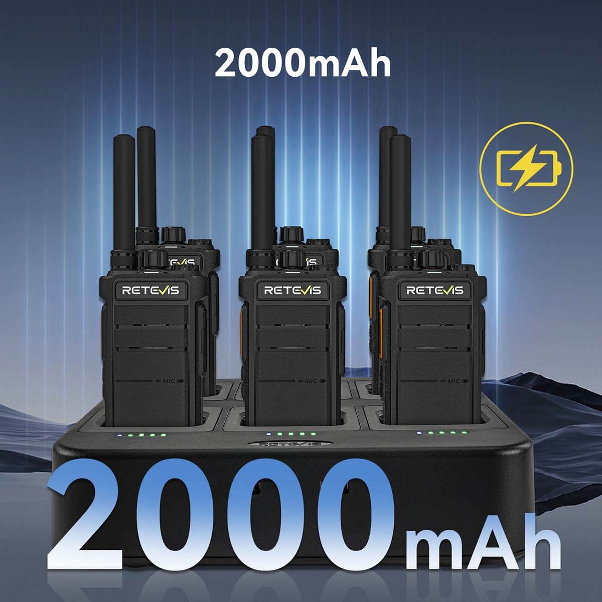 Retevis RB626 Radio UHF 3W 16 Canaux (Pack de 6) + Chargeur Multi-Unités