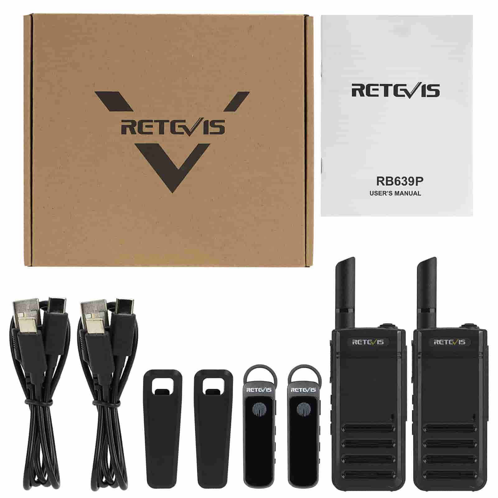 Retevis RB639 Talkie Walkie Professionnel, Bluetooth PMR446 Rechargeable Mini Talkies-Walkies