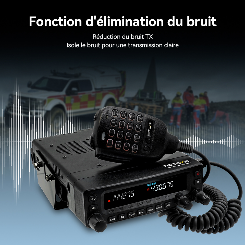 Retevis MA1 HAM Mobile Radio UHF VHF 50W haute puissance avec panneau avant amovible