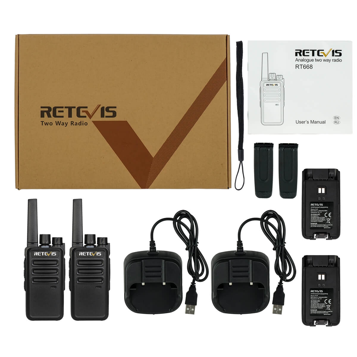 Retevis RT668 Radio professionnelle rechargeable PMR446 sans Licence Radio