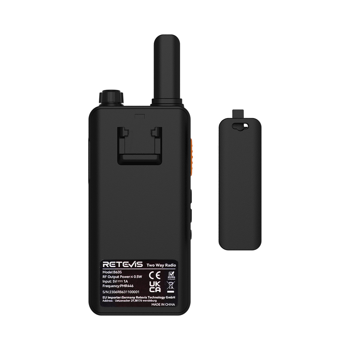 Retevis B63S Talkie-walkie rechargeable ultra-mince PMR446 avec écran LCD