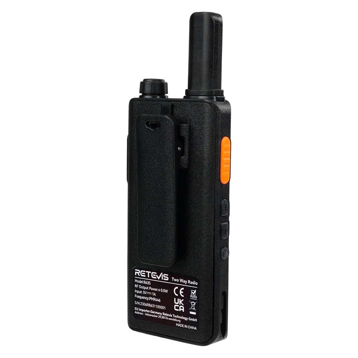 Retevis B63S Talkie-walkie rechargeable ultra-mince PMR446 avec écran LCD