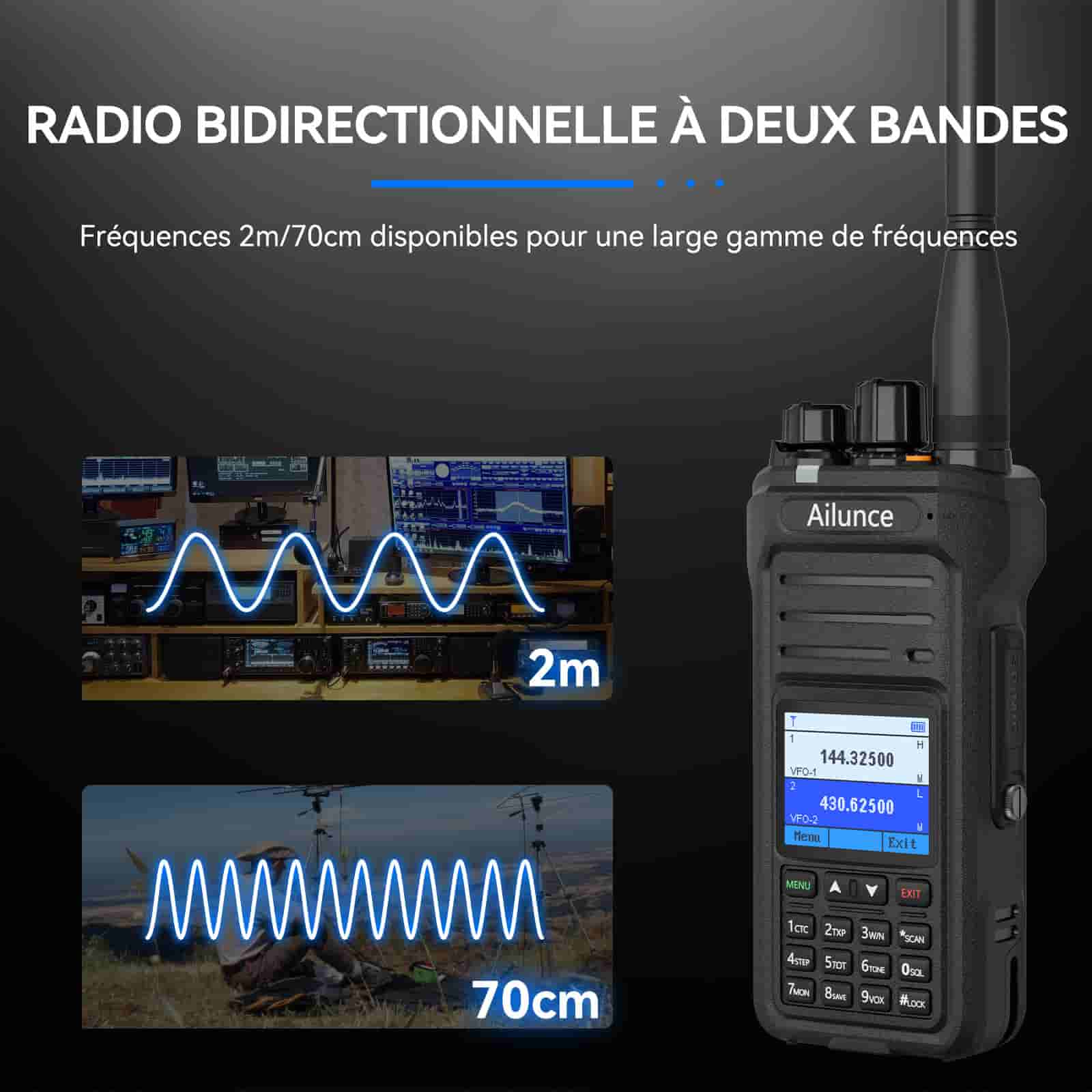 Retevis Ailunce HA1UV Radio bidirectionnelle double bande longue portée étanche IP67