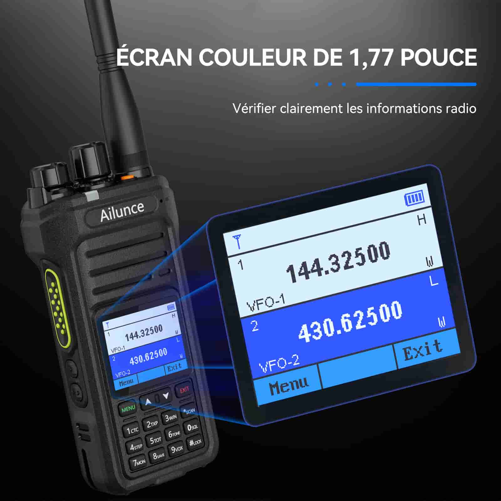 Retevis Ailunce HA1UV Radio bidirectionnelle double bande longue portée étanche IP67