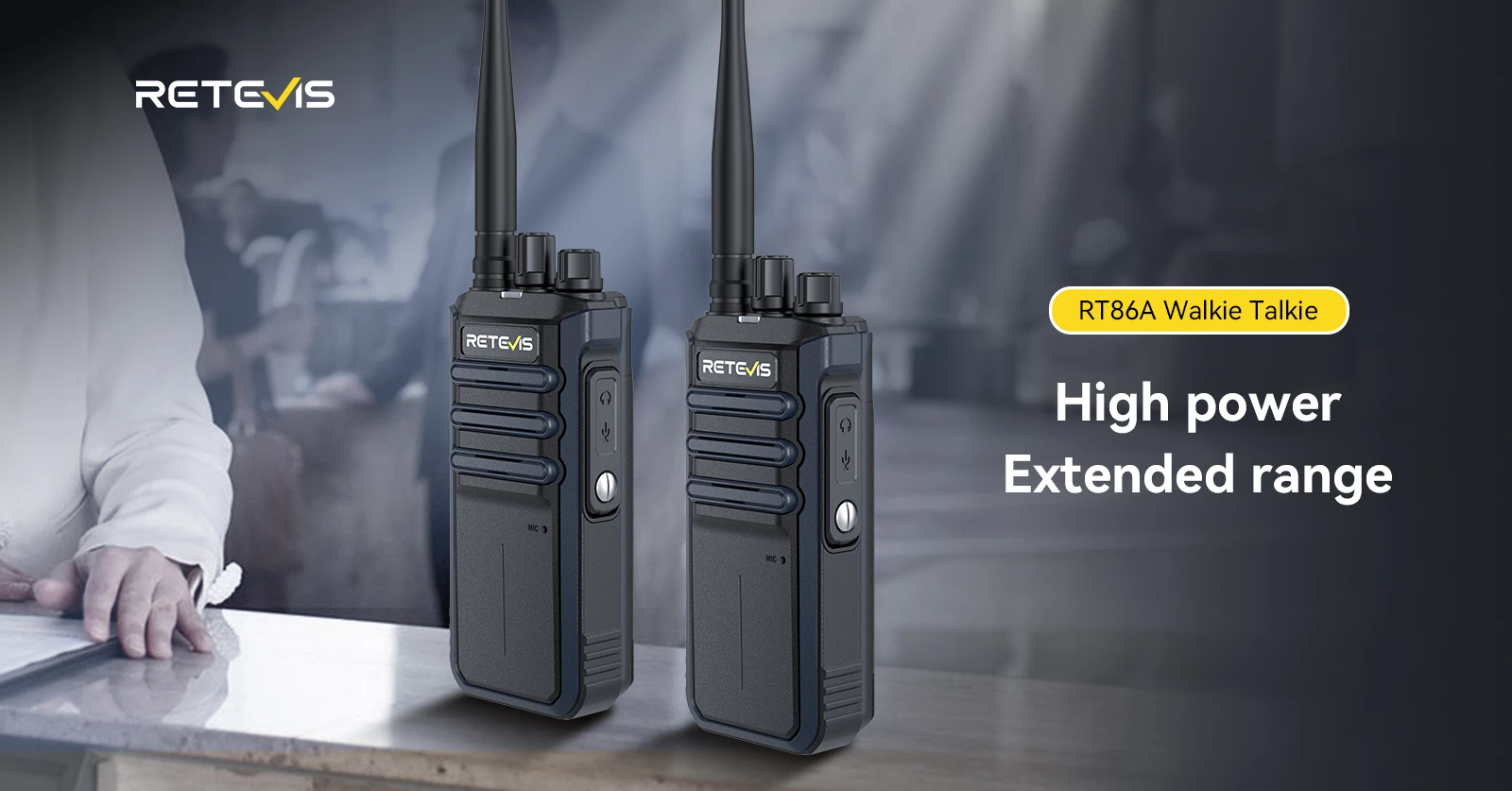 Retevis RT86A Radio professionnelle longue distance UHF  avec gain de micro