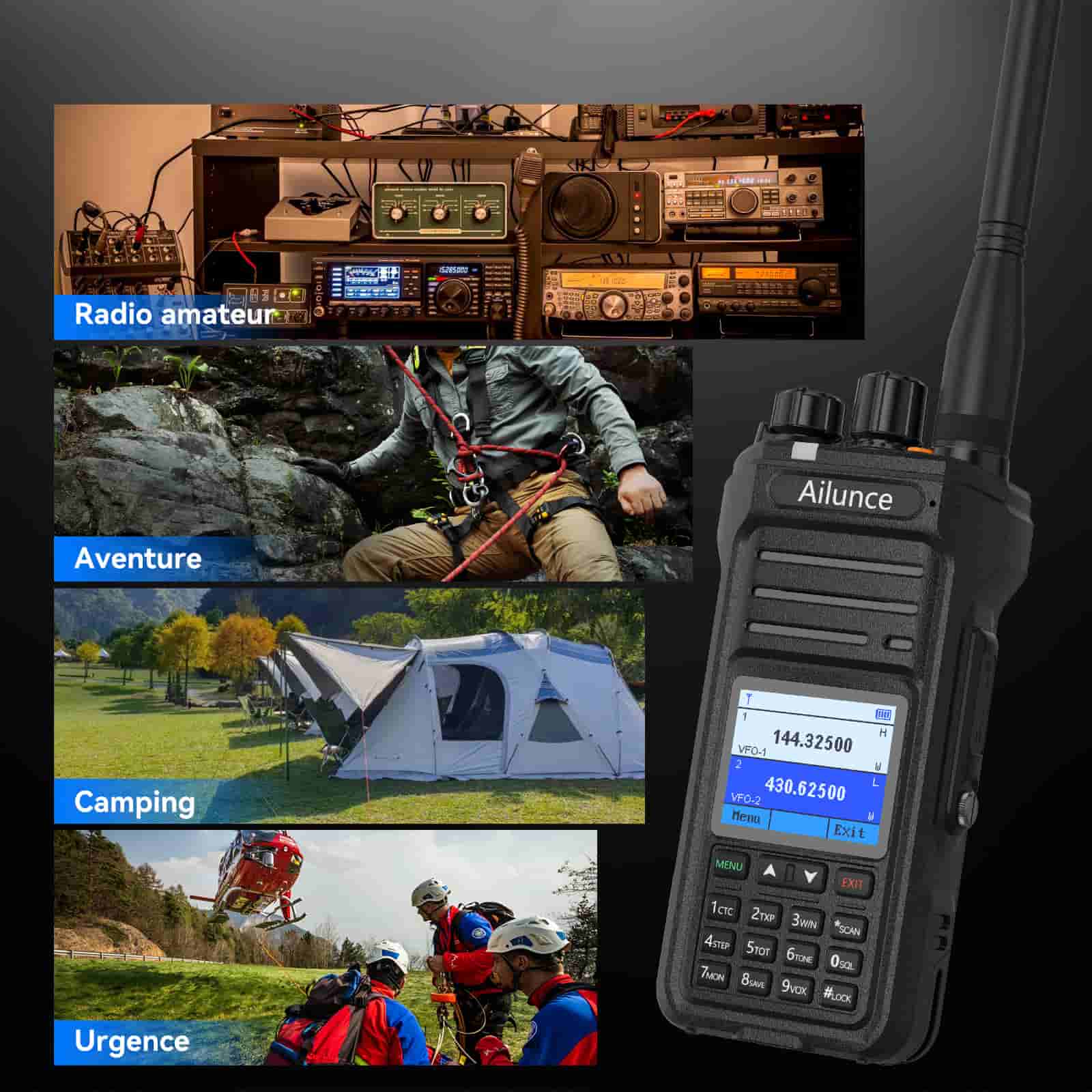 Retevis Ailunce HA1UV Radio bidirectionnelle double bande longue portée étanche IP67