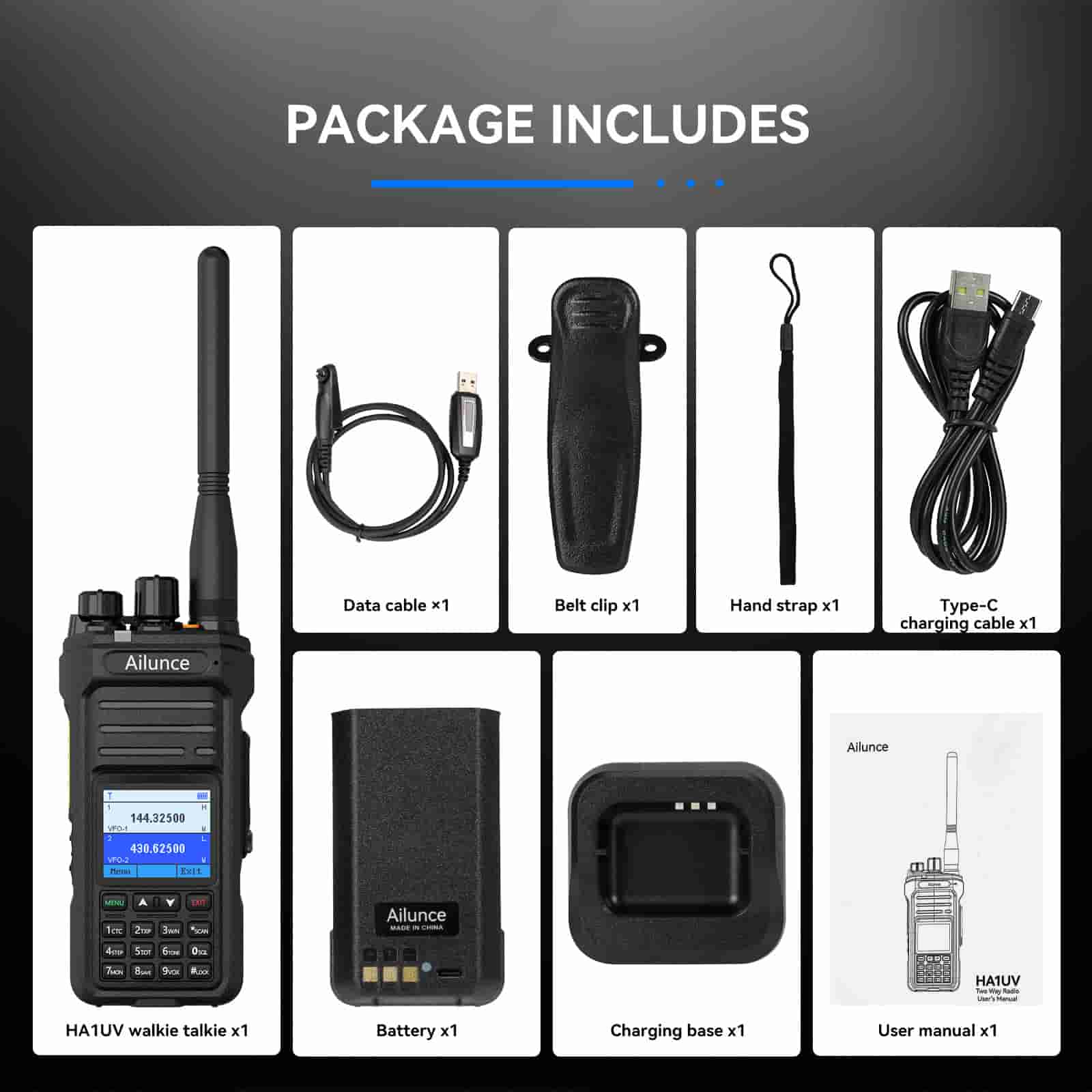 Retevis Ailunce HA1UV Radio bidirectionnelle double bande longue portée étanche IP67