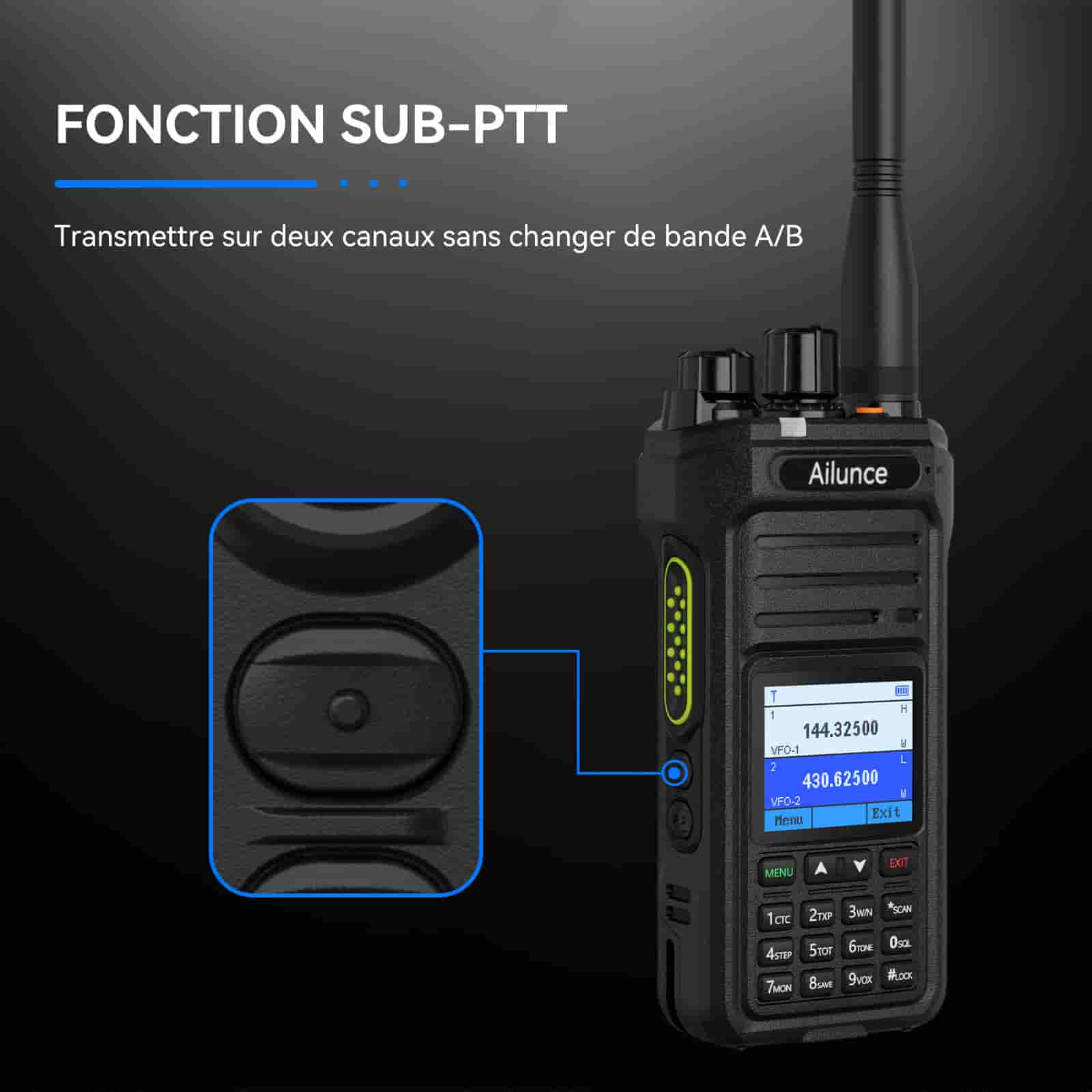 Retevis Ailunce HA1UV Radio bidirectionnelle double bande longue portée étanche IP67